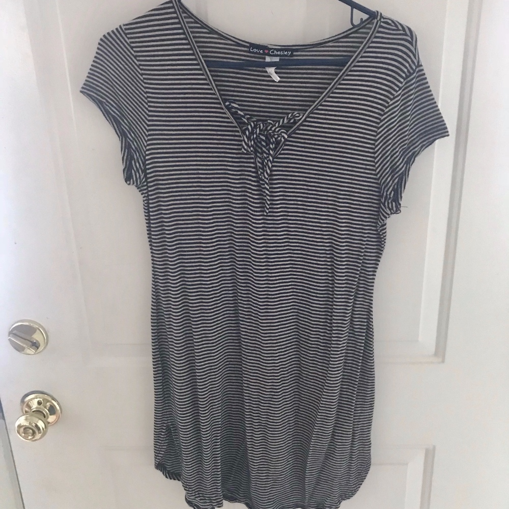 Tie Up Short Sleeve Dress